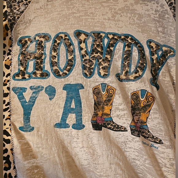 Upcycled Leopard Print COWGIRL kimono Concert/festival T-shirt - Picture 2 of 7